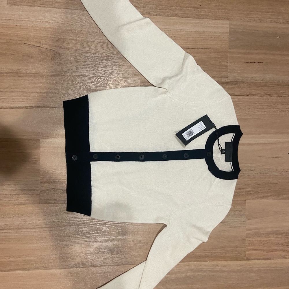 Nili Lotan Ivory and Black Meadow Cardigan